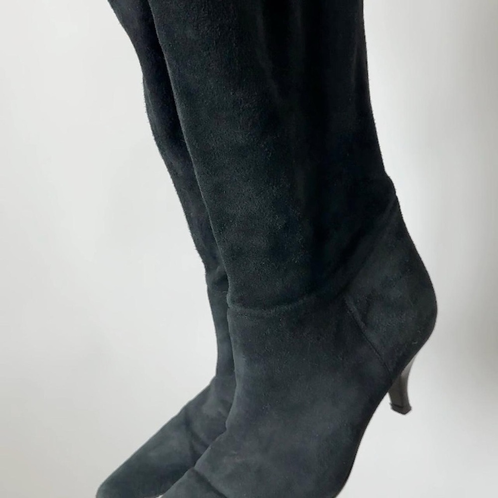ENZO ANGIOLINI BLACK SUEDE POINTED TOE TALL BOOTS KITTEN HEEL Size-10 - Picture 10 of 10